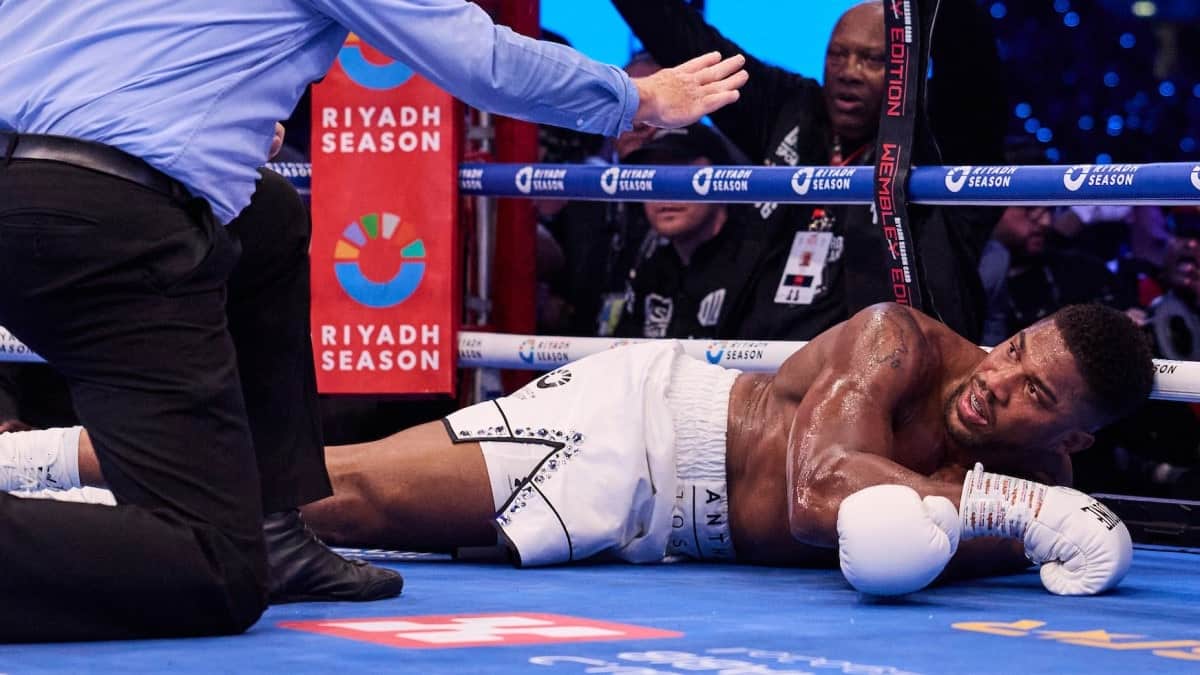 Anthony Joshua down referee