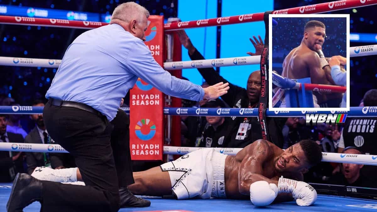 Anthony Joshua down tongue