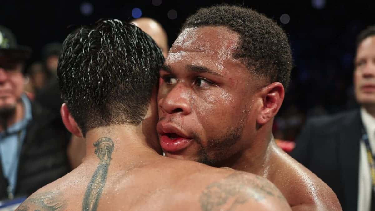 Devin Haney hugs Ryan Garcia