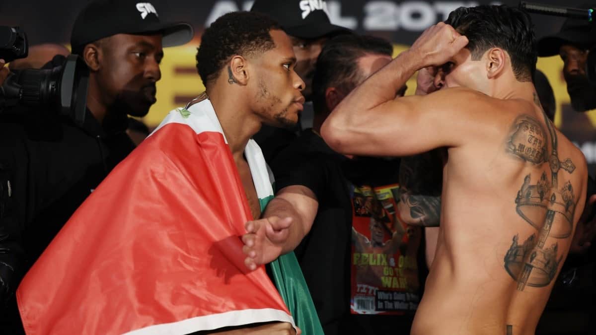 Devin Haney vs Ryan Garcia face-off.