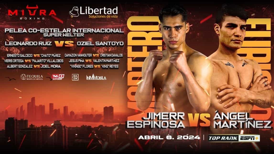 Jimerr Espinosa vs Angel Martinez live on ESPN+ this Saturday