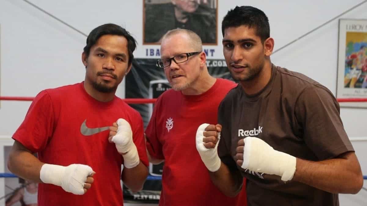 Manny Pacquiao Freddie Roach and Amir Khan.