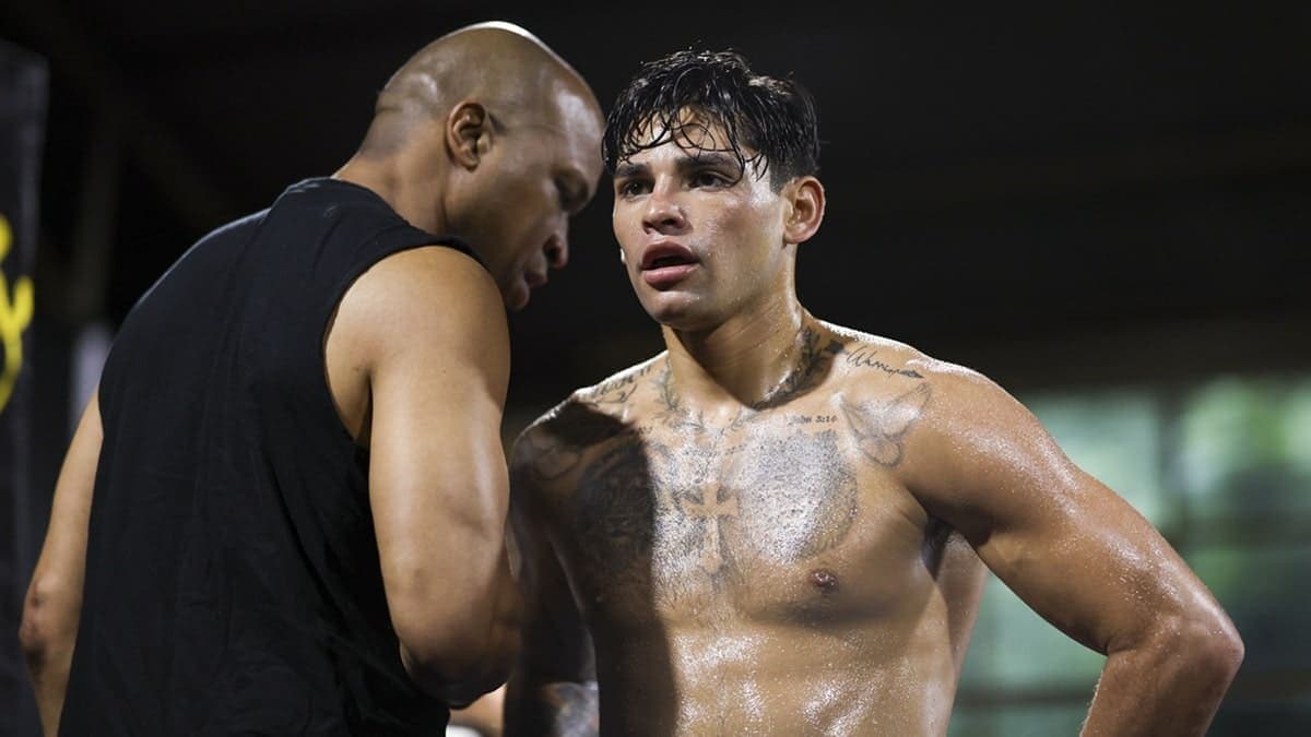 Ryan Garcia training with Derrick James